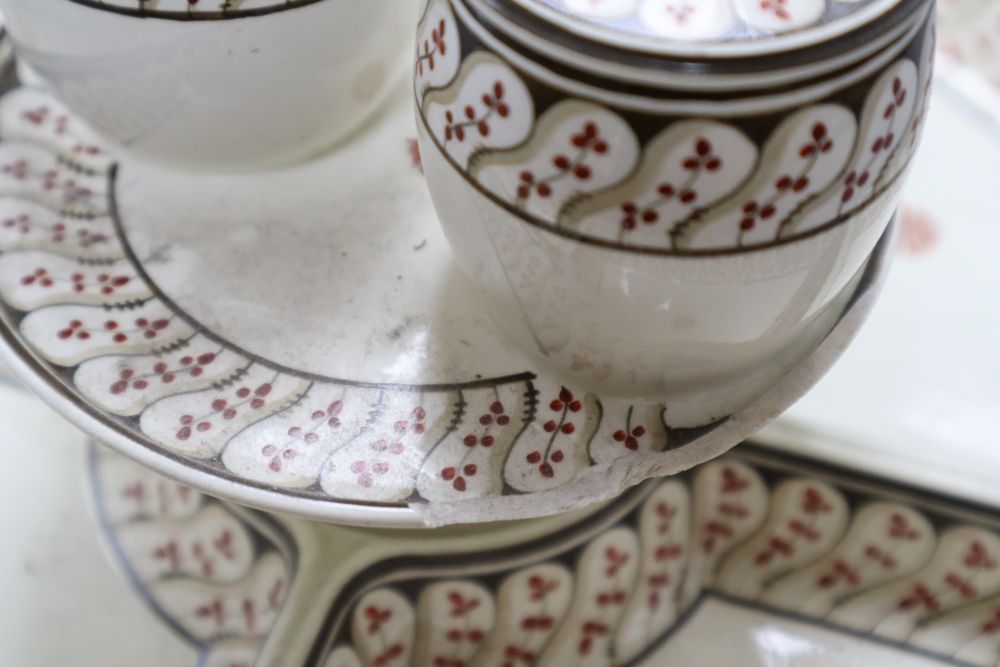 A Wedgwood creamware supper set with separate lidded pots and stand, c.1800